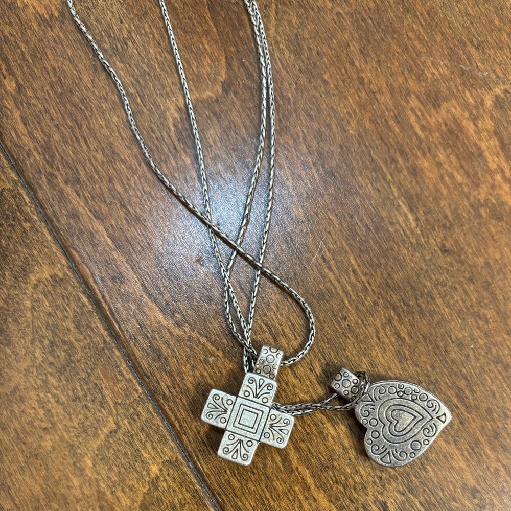 Vintage Brighton Silver Cross and Heart Pendant Necklace - Picture 6 of 7